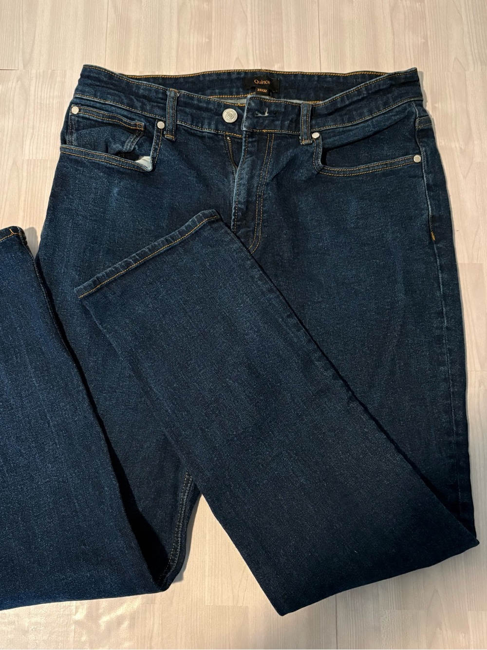Quince Men's Warren Stretch Relaxed Straight Jeans Blue 33x32